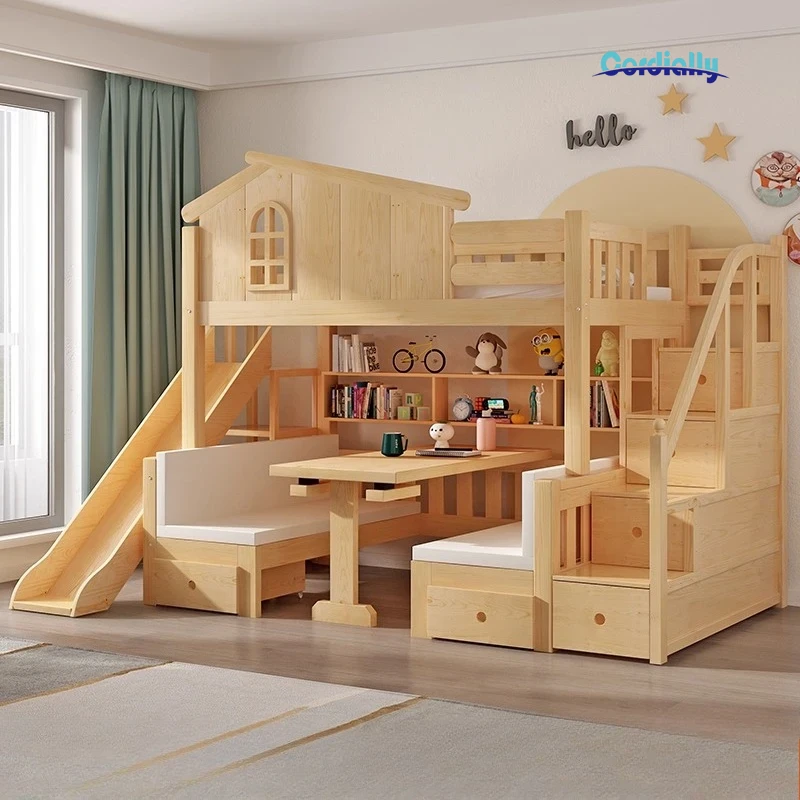 Bunk Bed With Stairs And Slide - 150x200cm King Size Kids Bed Slide