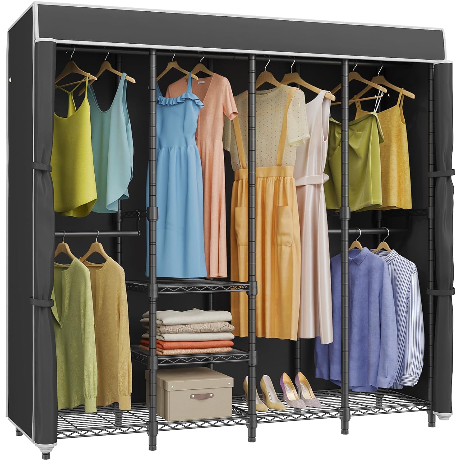 Medium Covered Clothes Rack Fr - огляд і ціна Wardrobe Closet Portable Fabric Cover
