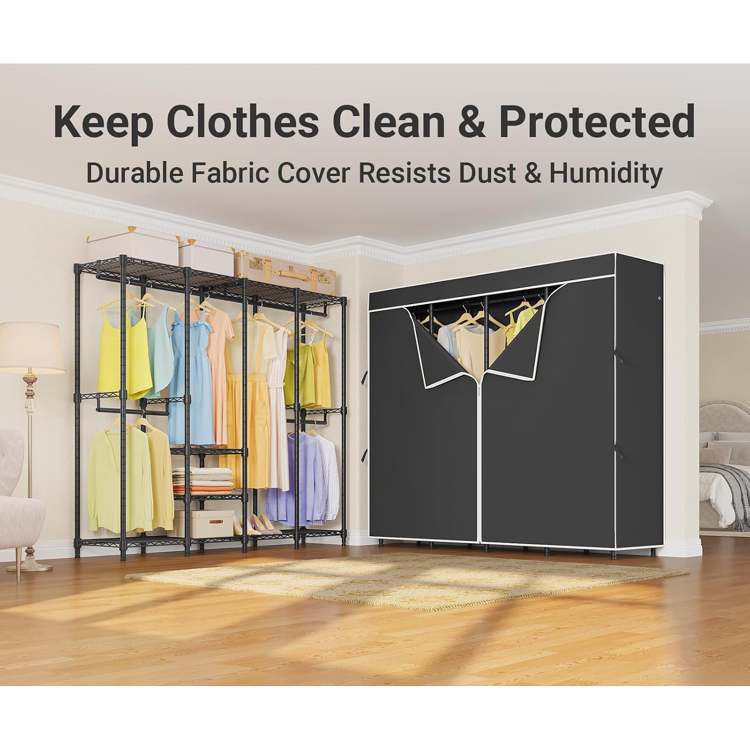 Medium Covered Clothes Rack Fr - огляд і ціна Wardrobe Closet Portable Fabric Cover