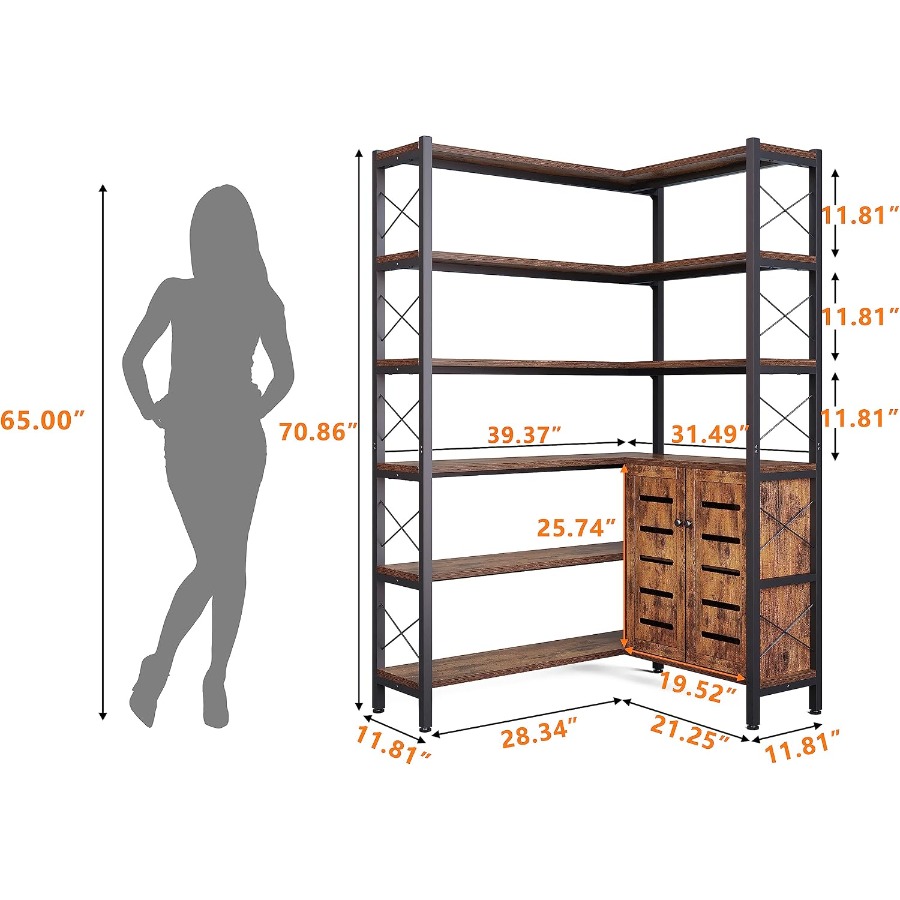6-Shelf Corner Bookshelf for L - огляд і ціна Storage