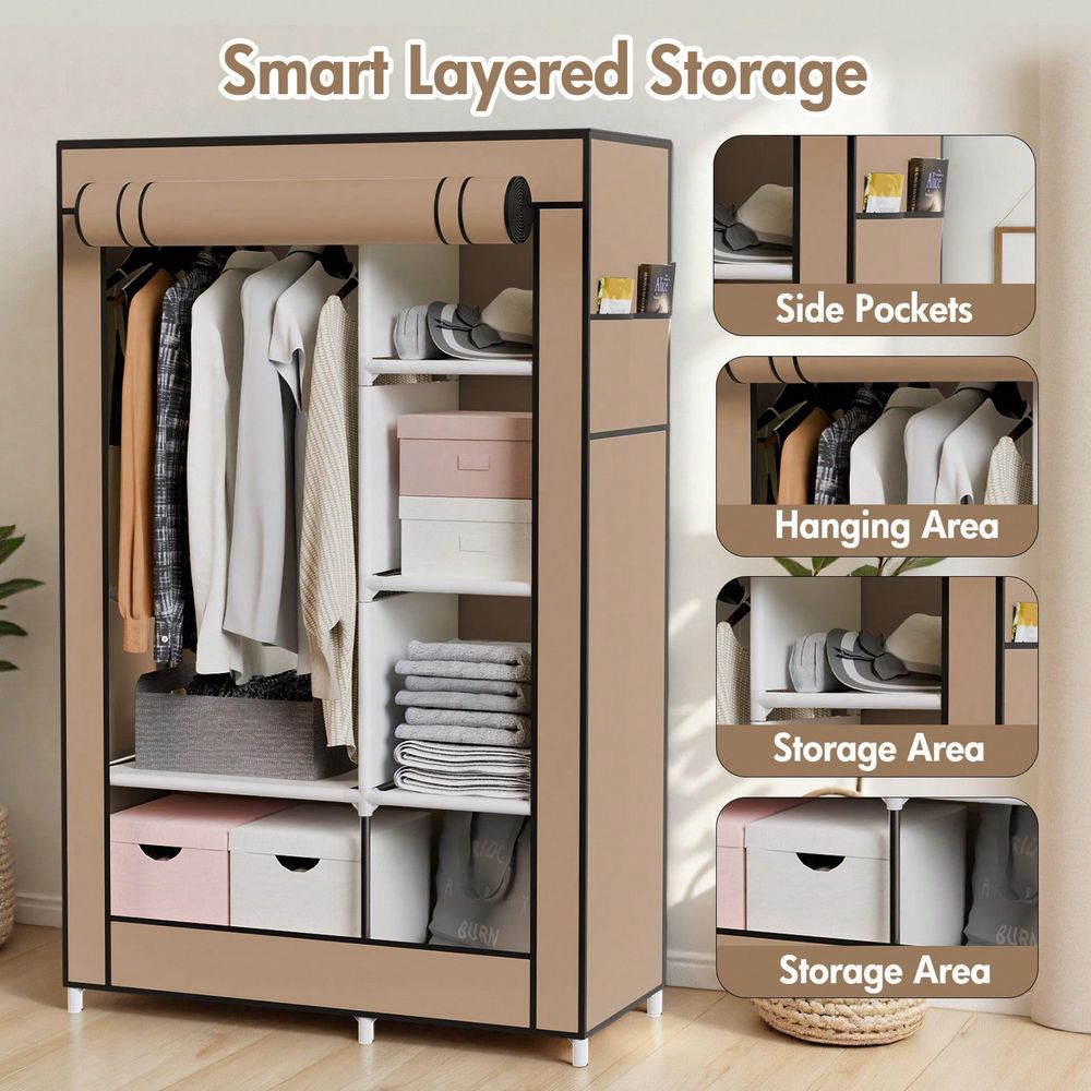 Closet Storage For Hanging Clo - огляд і ціна Wardrobe Closet Portable Fabric Cover