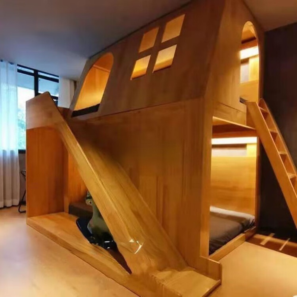 American Solid Wood Kids Tree  - огляд і ціна Bunk Bed With Stairs And Slide